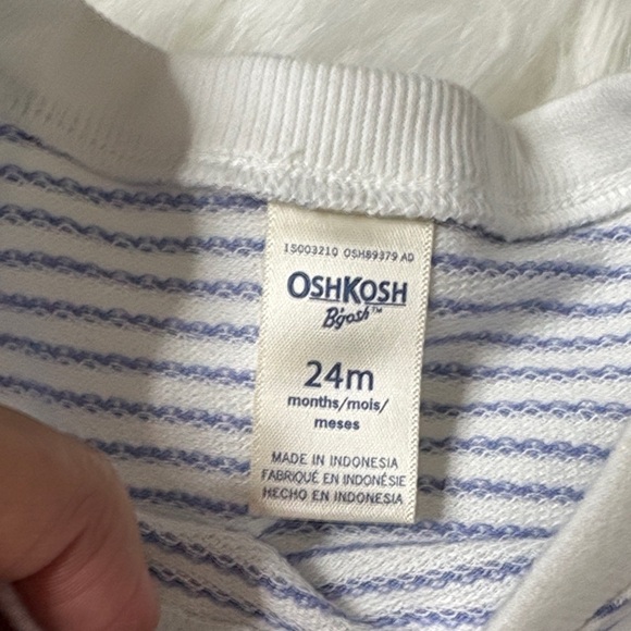 OshKosh B'gosh Blue and White Striped Long Sleeve Top - Picture 2 of 5